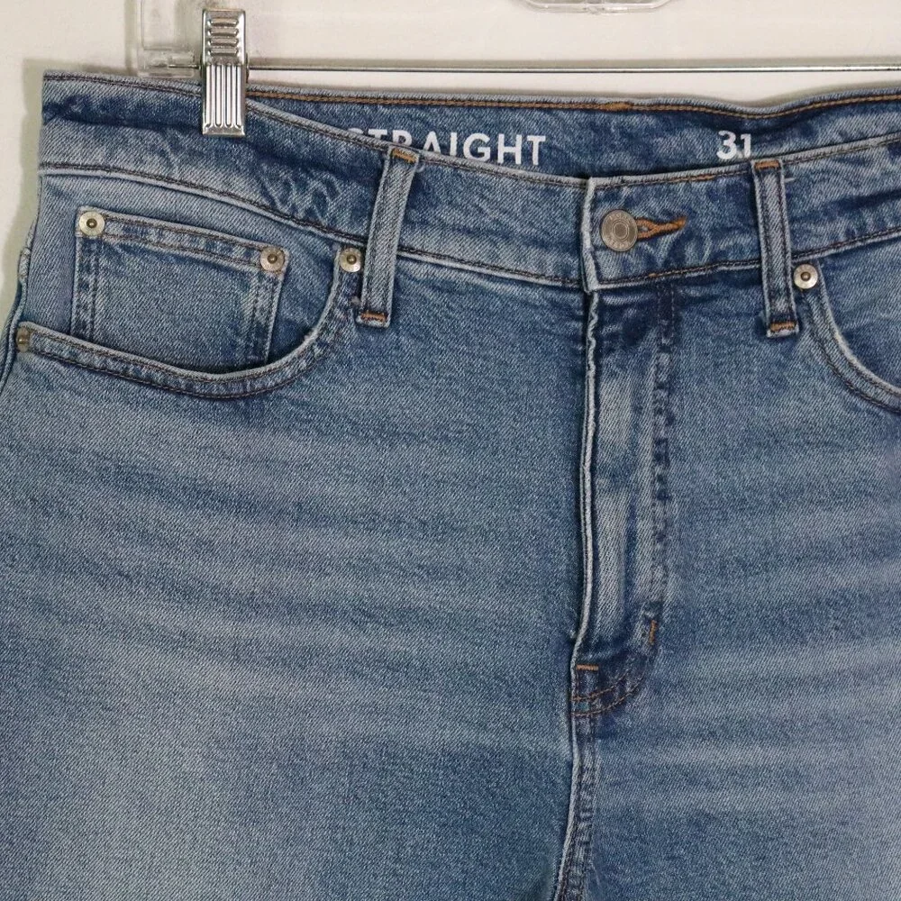 J Crew 90s Classic Straight Fit Jean Women 29 Downtown Medium Wash Ankle raw hem